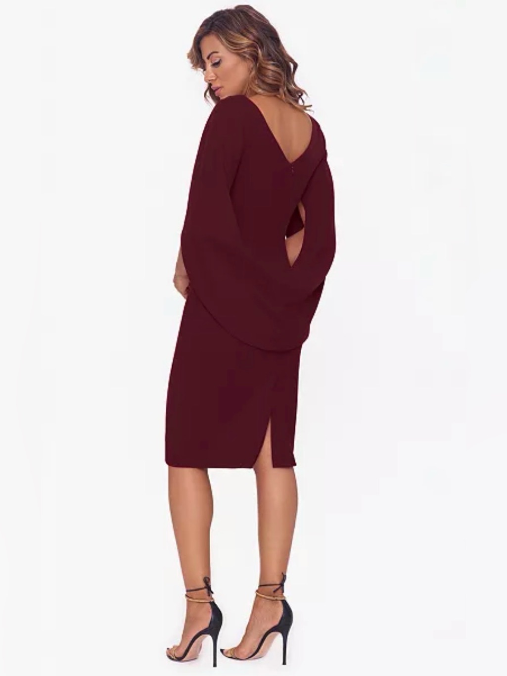 Betsy & Adam Cape-Sleeve Dress